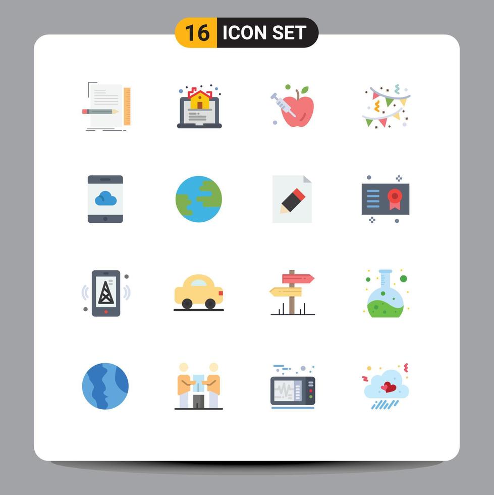 voorraad vector icoon pak van 16 lijn tekens en symbolen voor smartphone backup online partij verjaardag bewerkbare pak van creatief vector ontwerp elementen