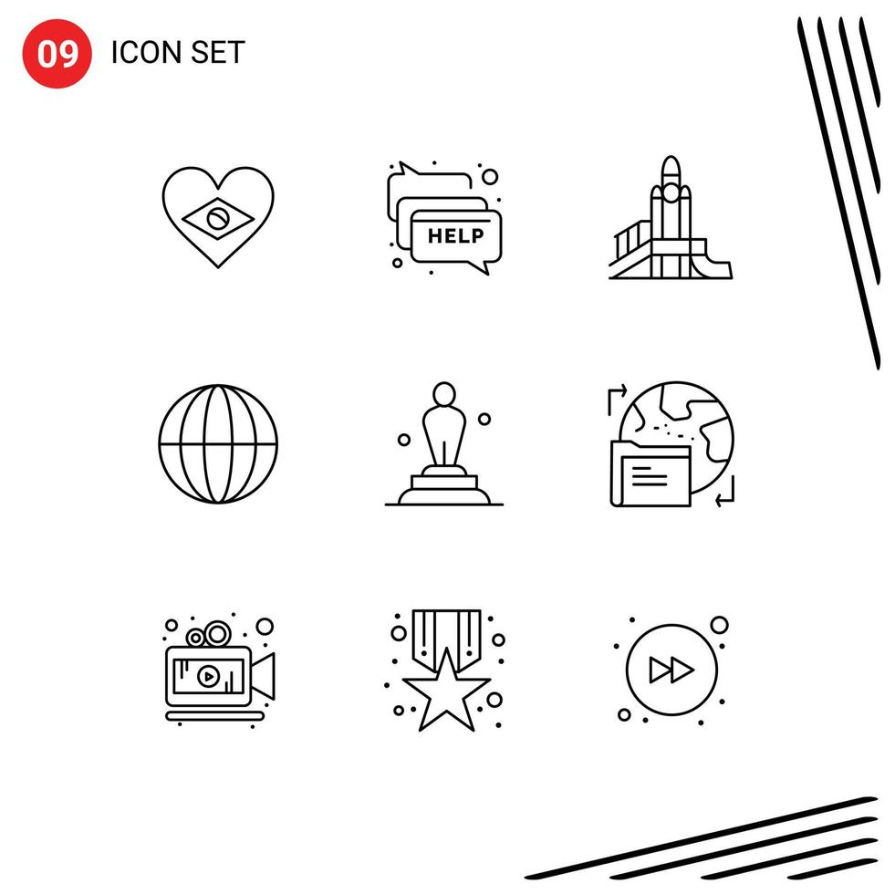 reeks van 9 modern ui pictogrammen symbolen tekens voor academie wereldbol bom globaal politiek bewerkbare vector ontwerp elementen