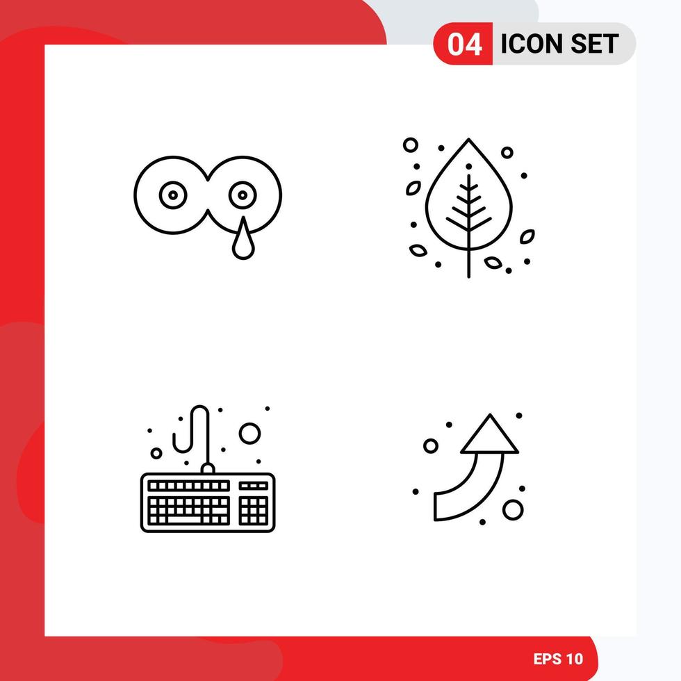 pictogram reeks van 4 gemakkelijk gevulde lijn vlak kleuren van borst computer moeder blad toetsenbord bewerkbare vector ontwerp elementen