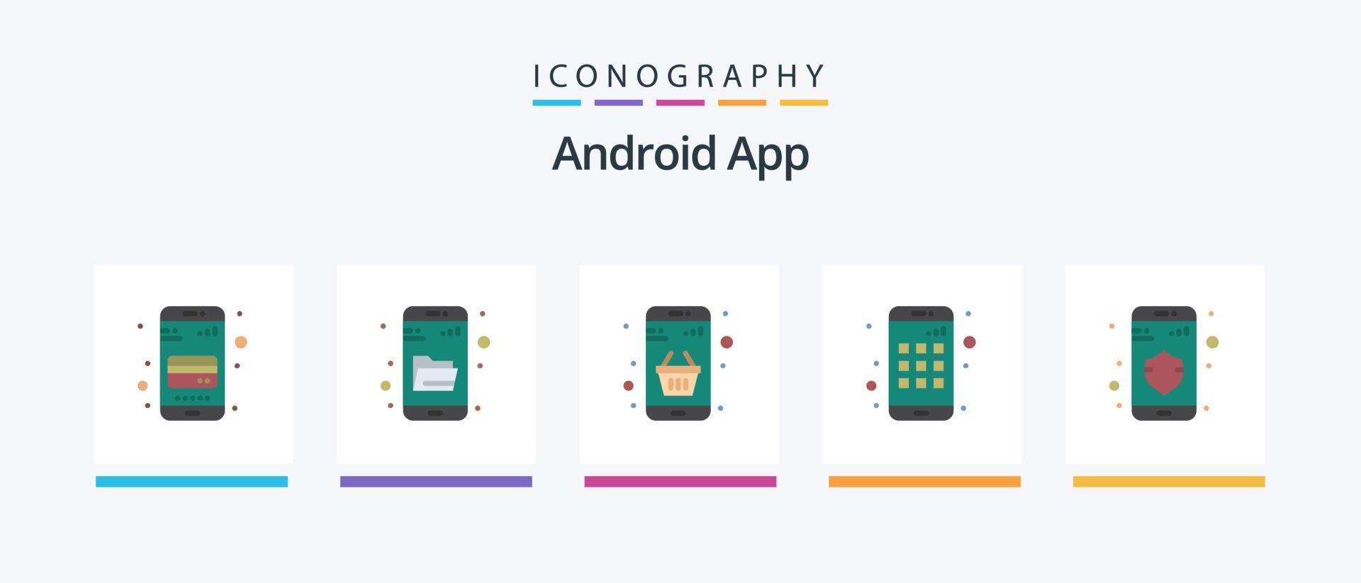 android app vlak 5 icoon pak inclusief privacy. smartphone. mand. apparaat. online. creatief pictogrammen ontwerp vector