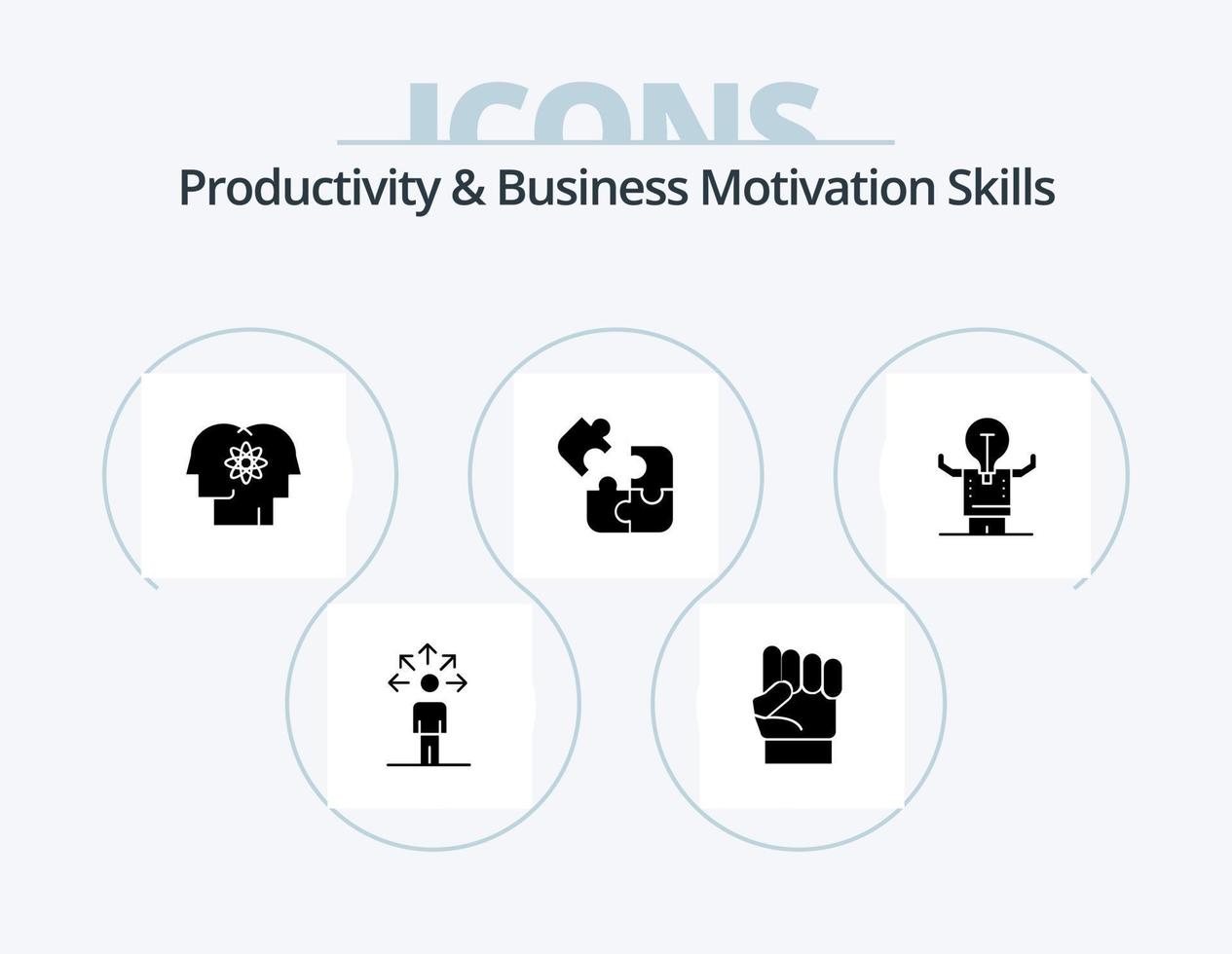 produktiviteit en bedrijf motivatie vaardigheden glyph icoon pak 5 icoon ontwerp. puzzel. spel. kracht. bedrijf. beheer vector