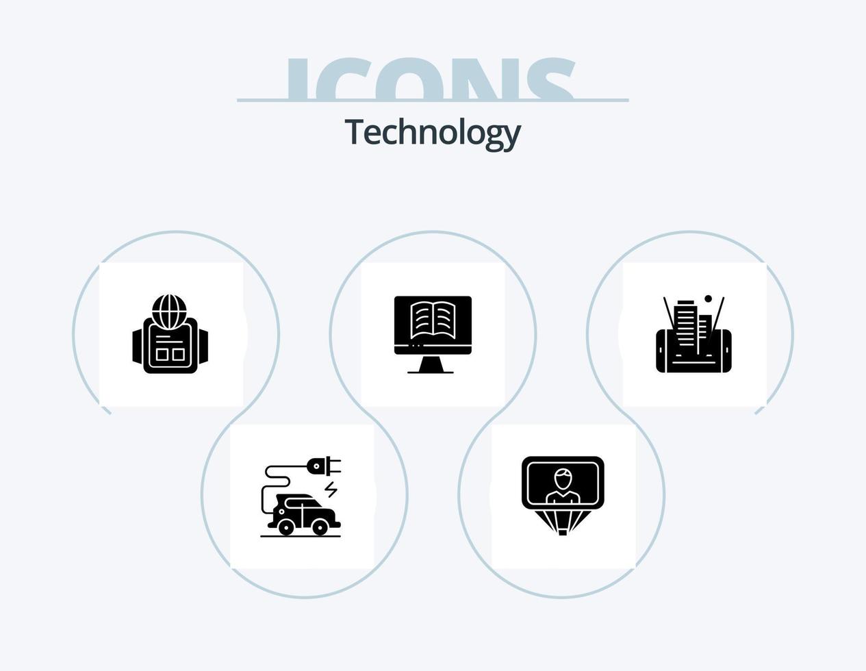 technologie glyph icoon pak 5 icoon ontwerp. . technologie. horloge. cel. ontechnologie vector