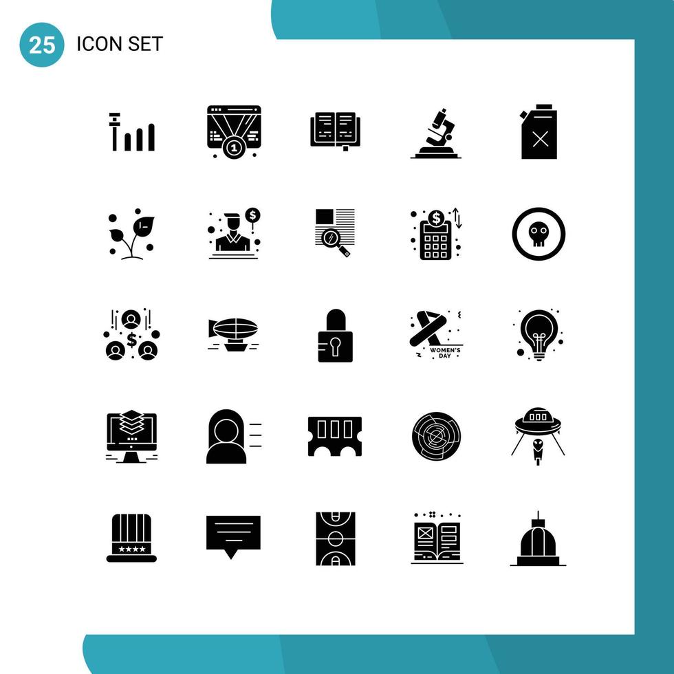 reeks van 25 modern ui pictogrammen symbolen tekens voor blad brandstof onderwijs benzine wetenschap bewerkbare vector ontwerp elementen