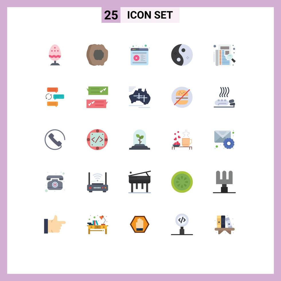 vlak kleur pak van 25 universeel symbolen van stijl salon fruit schoonheid video bewerkbare vector ontwerp elementen