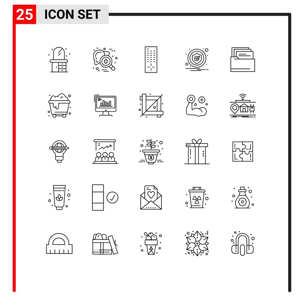 bewerkbare vector lijn pak van 25 gemakkelijk lijnen van document map controle veiligheid voorzichtigheid bewerkbare vector ontwerp elementen