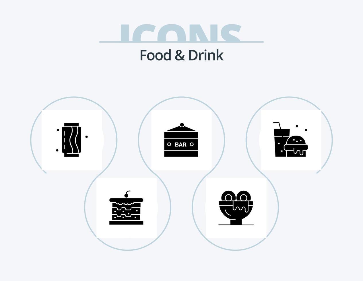 voedsel en drinken glyph icoon pak 5 icoon ontwerp. drinken bar. bar. voedsel. Frisdrank. snel vector