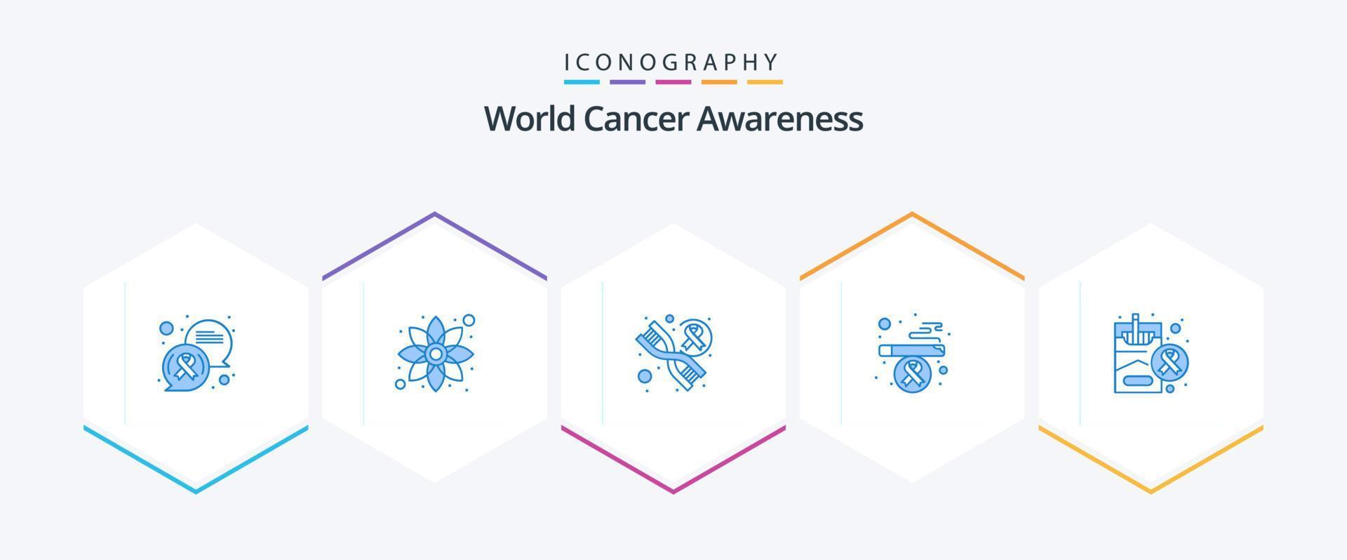 wereld kanker bewustzijn 25 blauw icoon pak inclusief roken. Gezondheid. dna. sigaret. Gezondheid vector