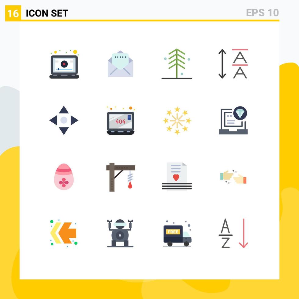 groep van 16 vlak kleuren tekens en symbolen voor website fout natuur navigeren pijl bewerkbare pak van creatief vector ontwerp elementen