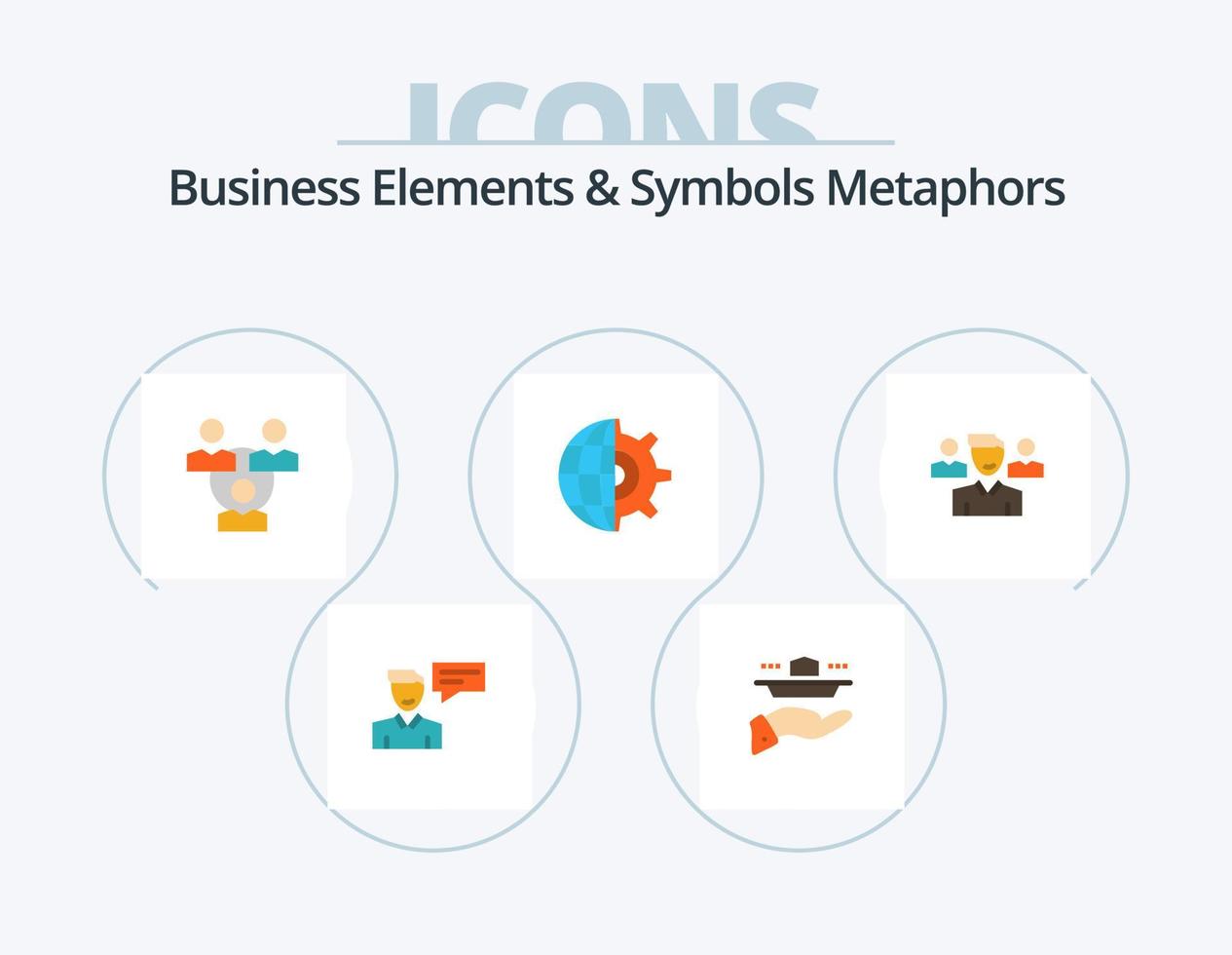 bedrijf elementen en symbolen metaforen vlak icoon pak 5 icoon ontwerp. bedrijf. wereldbol. lunch. versnelling. kantoor vector