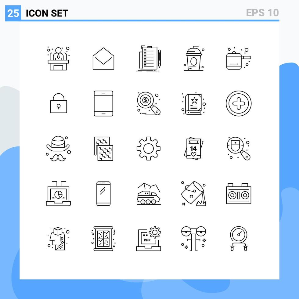 reeks van 25 vector lijnen Aan rooster voor onafhankelijkheid drinken expertise cole document bewerkbare vector ontwerp elementen