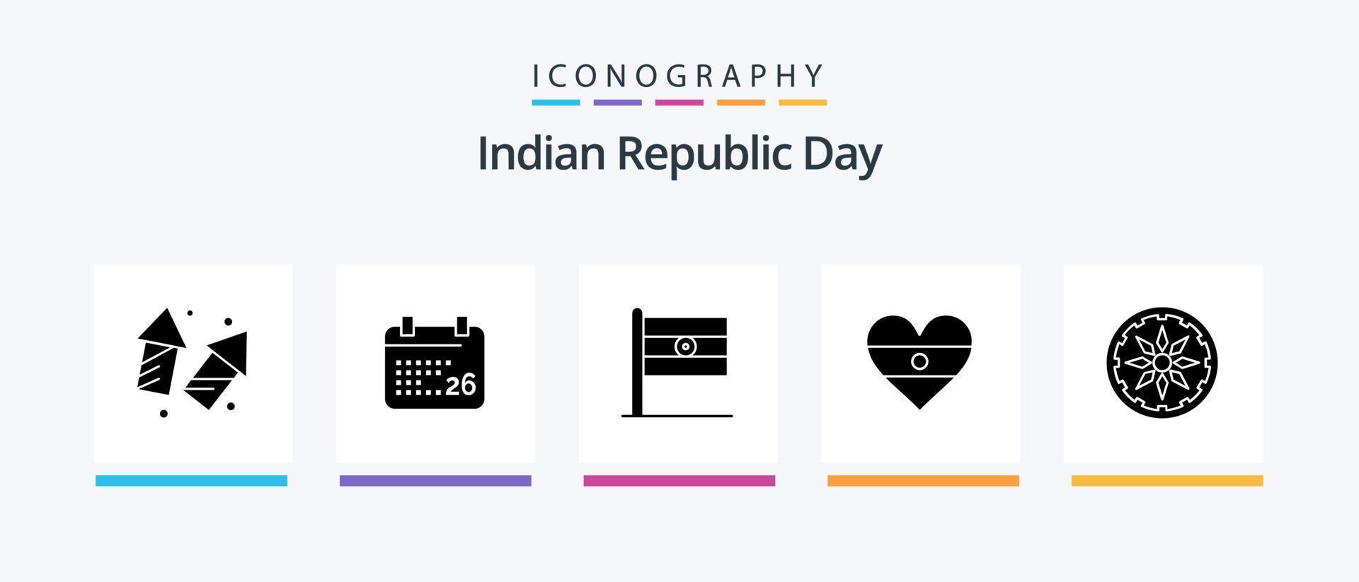 Indisch republiek dag glyph 5 icoon pak inclusief cirkel. hart. Indisch republiek dag jan. flg. dag. creatief pictogrammen ontwerp vector