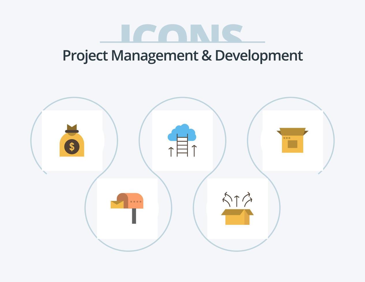 project beheer en ontwikkeling vlak icoon pak 5 icoon ontwerp. focus. droom. Product. carrière. bedrijf vector