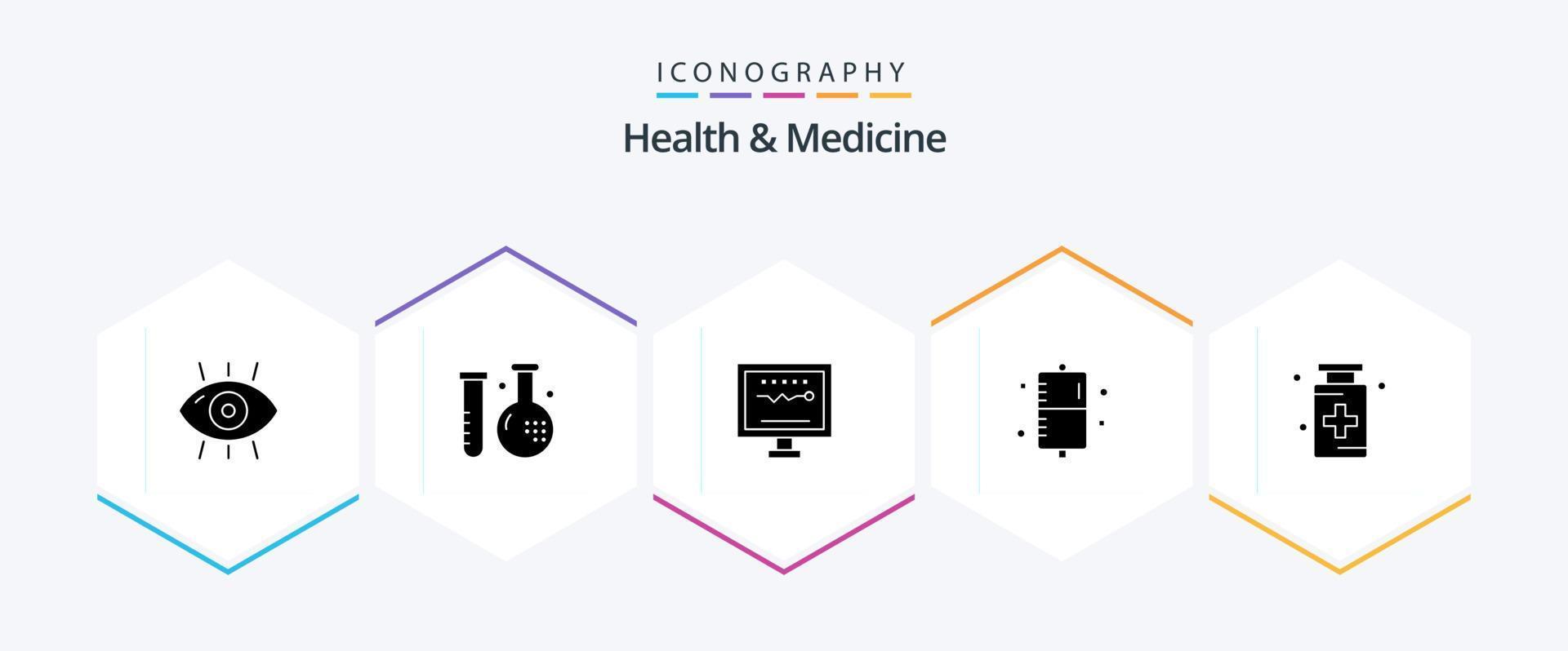 Gezondheid en geneeskunde 25 glyph icoon pak inclusief geschiktheid. ziekte. Gezondheid. ziekenhuis. Gezondheid vector