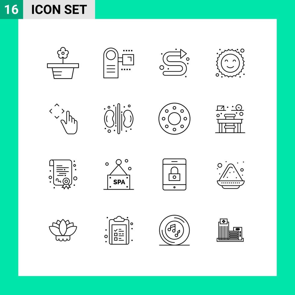 16 gebruiker koppel schets pak van modern tekens en symbolen van omhoog gelukkig uitrusting geluk links bewerkbare vector ontwerp elementen