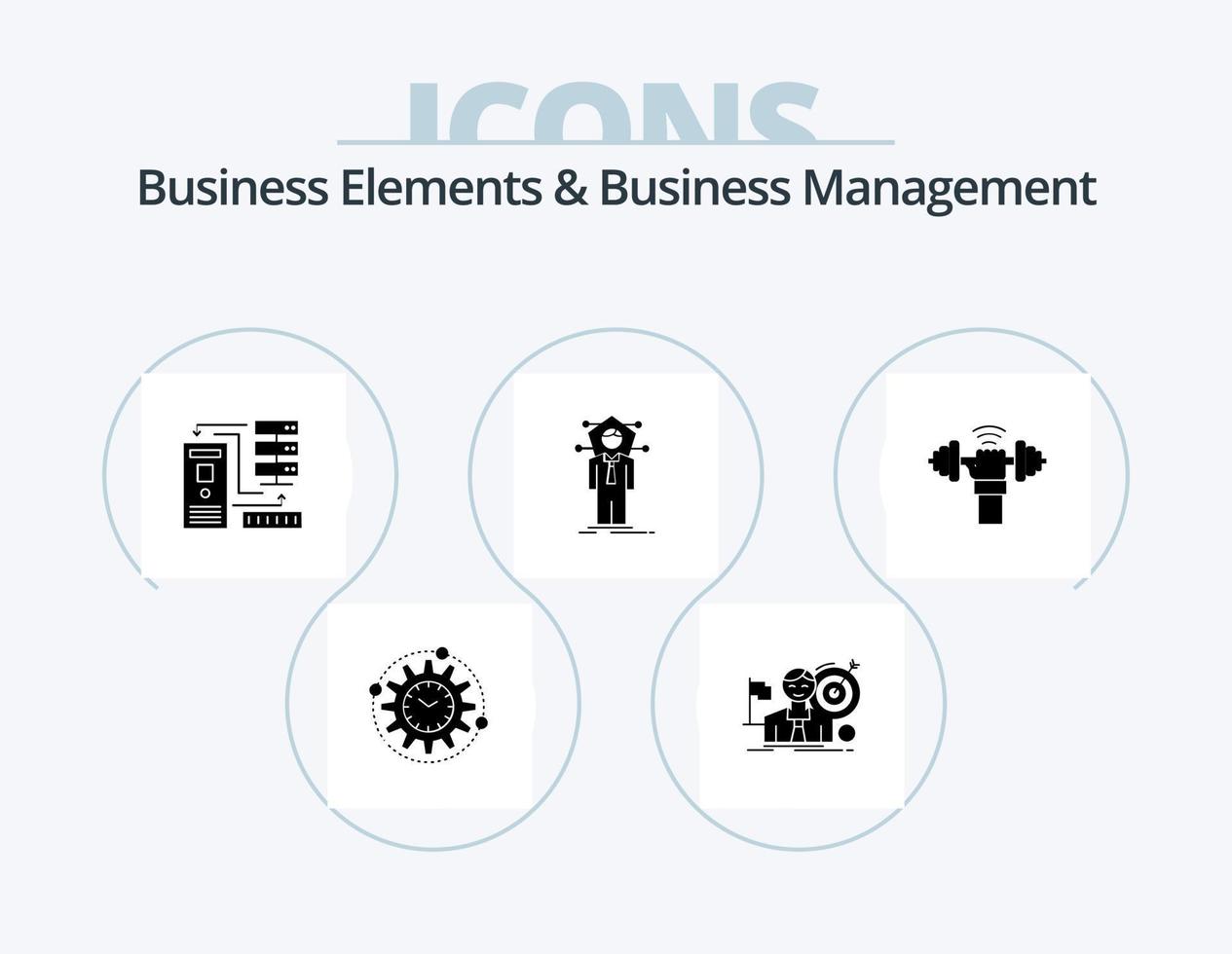bedrijf elementen en bedrijf beheer glyph icoon pak 5 icoon ontwerp. menselijk. bedrijf. markt. informatie. databank vector
