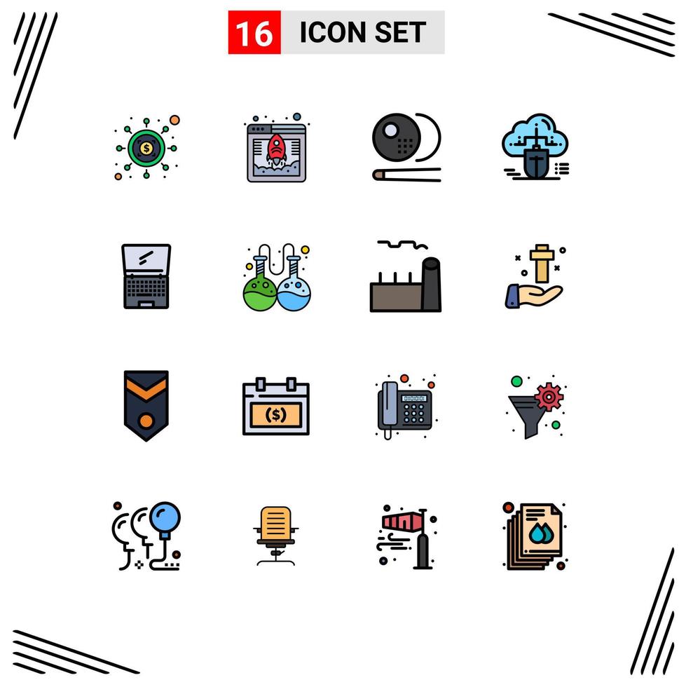 voorraad vector icoon pak van 16 lijn tekens en symbolen voor computer online biljart verbonden muis bewerkbare creatief vector ontwerp elementen
