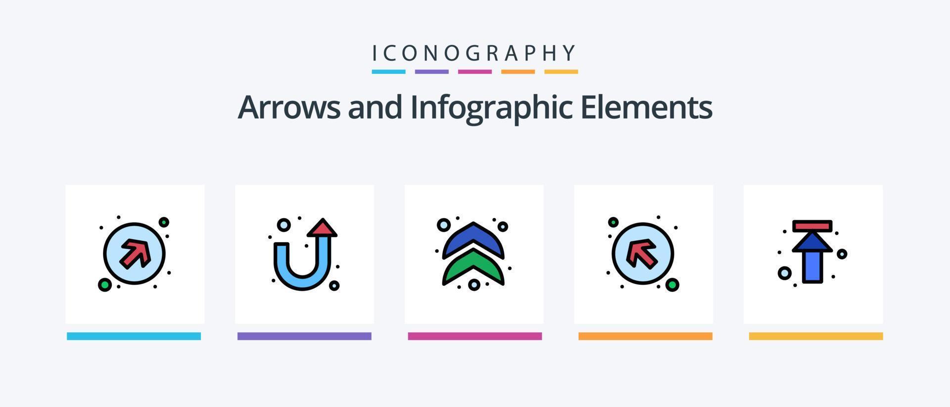 pijl lijn gevulde 5 icoon pak inclusief . pijl. vol. pijl. creatief pictogrammen ontwerp vector