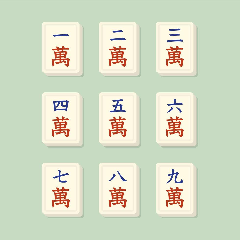 mahjong past bij karaktertegels vector