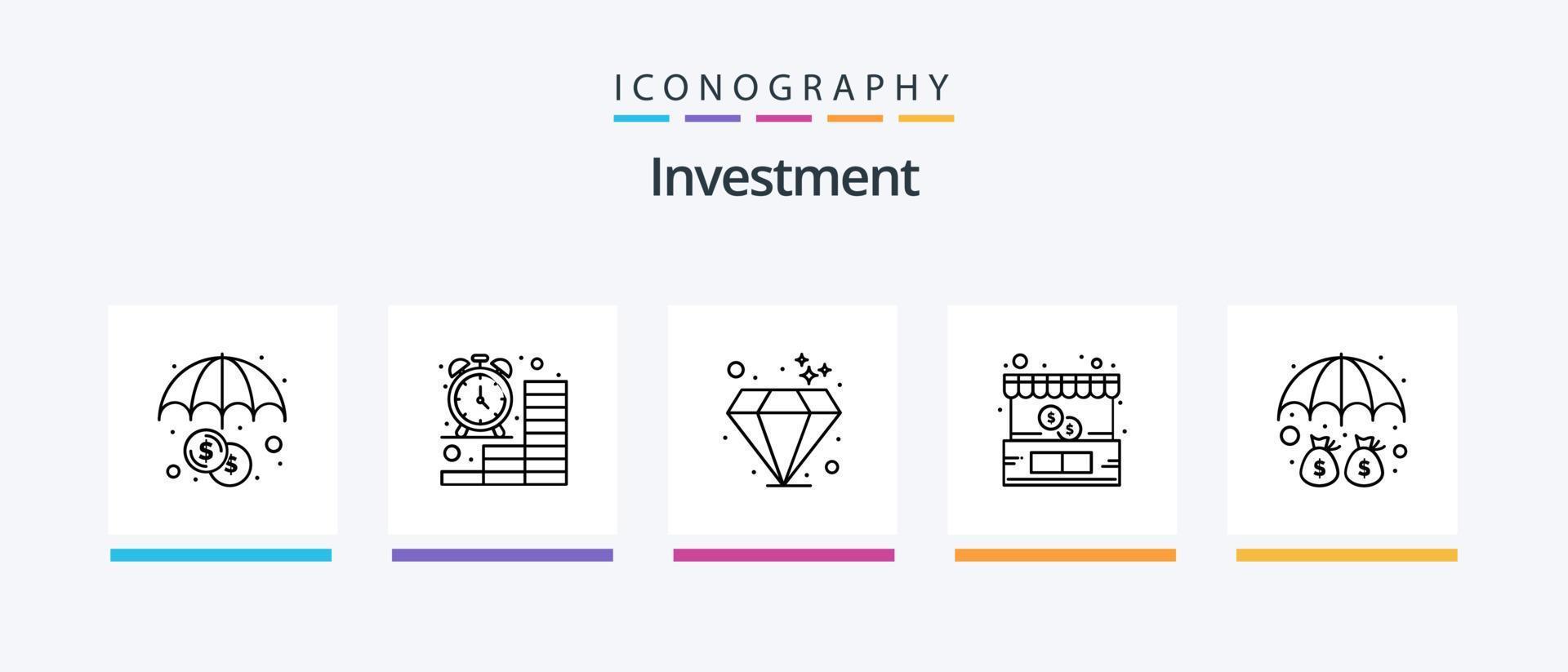 investering lijn 5 icoon pak inclusief investering. financiering. goud. bescherming. geld. creatief pictogrammen ontwerp vector