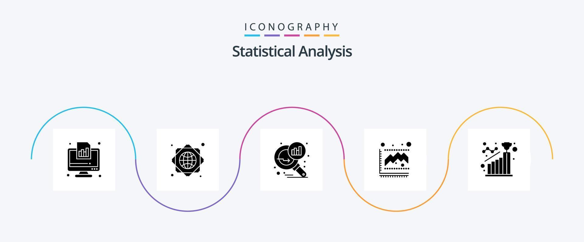 statistisch analyse glyph 5 icoon pak inclusief prestatie. statistieken. gegevens analyseren. groei. diagram vector