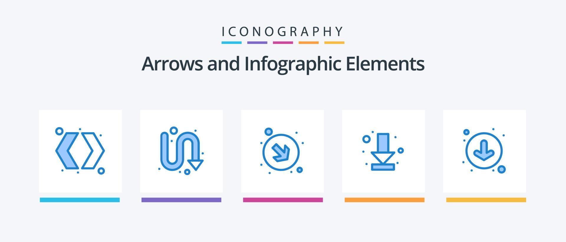 pijl blauw 5 icoon pak inclusief omlaag. pijlen. pijl. vol. pijl. creatief pictogrammen ontwerp vector