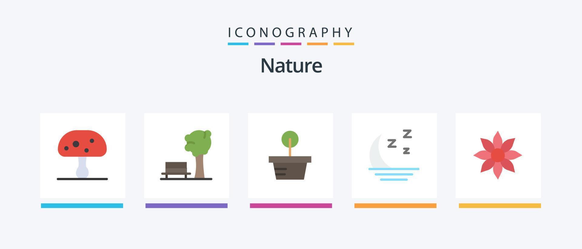 natuur vlak 5 icoon pak inclusief clematis. amaryllis. fabriek. nacht. voorspelling. creatief pictogrammen ontwerp vector