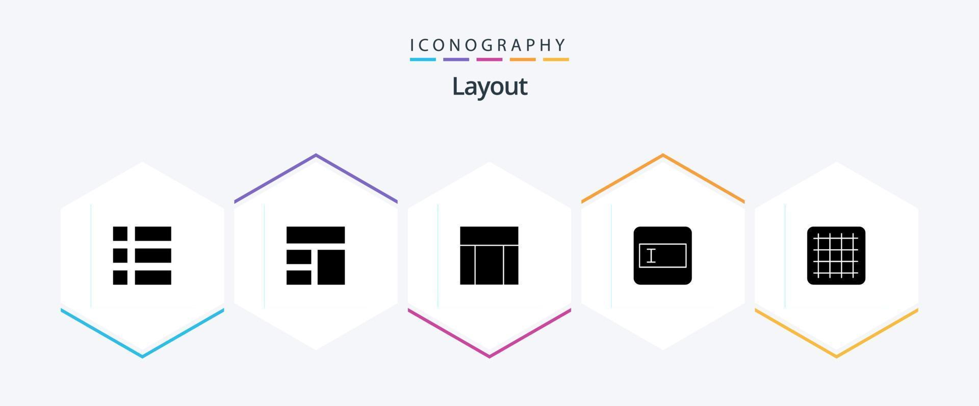 lay-out 25 glyph icoon pak inclusief . het formulier. lay-out vector