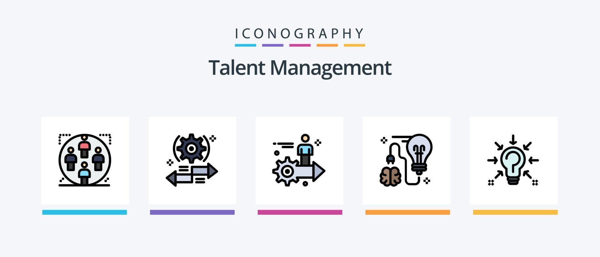 talent beheer lijn gevulde 5 icoon pak inclusief gebruiker. taak. gebruiker. Rechtsaf. pijl. creatief pictogrammen ontwerp vector