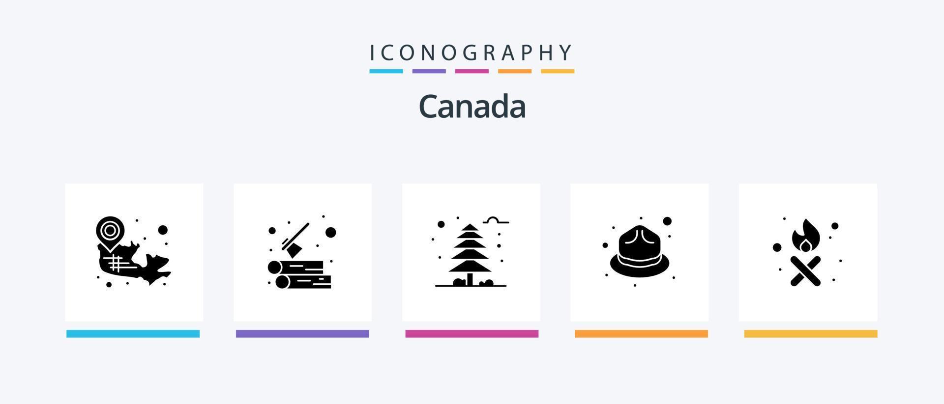 Canada glyph 5 icoon pak inclusief geboren brand. Woud. winter. koud. creatief pictogrammen ontwerp vector