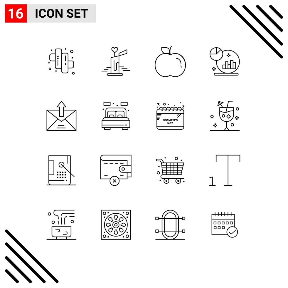 universeel icoon symbolen groep van 16 modern contouren van verzonden e-mail voedsel handel afzet bewerkbare vector ontwerp elementen