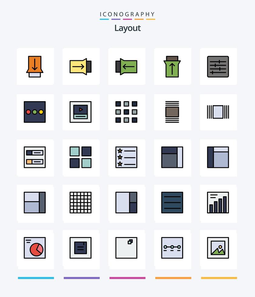 creatief lay-out 25 lijn gevulde icoon pak zo net zo rooster. visie. indeling. miniaturen. miniaturen vector
