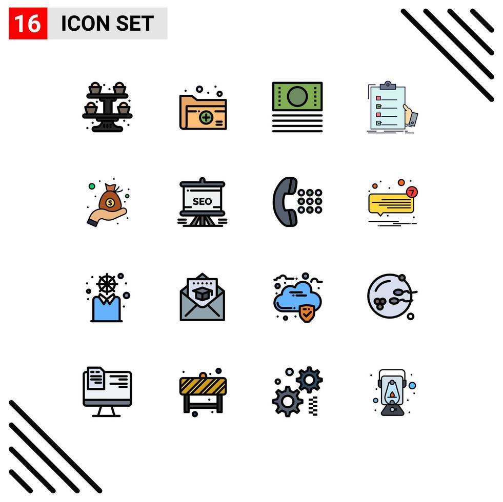 16 creatief pictogrammen modern tekens en symbolen van contant geld lijst medisch map expertise checklist bewerkbare creatief vector ontwerp elementen