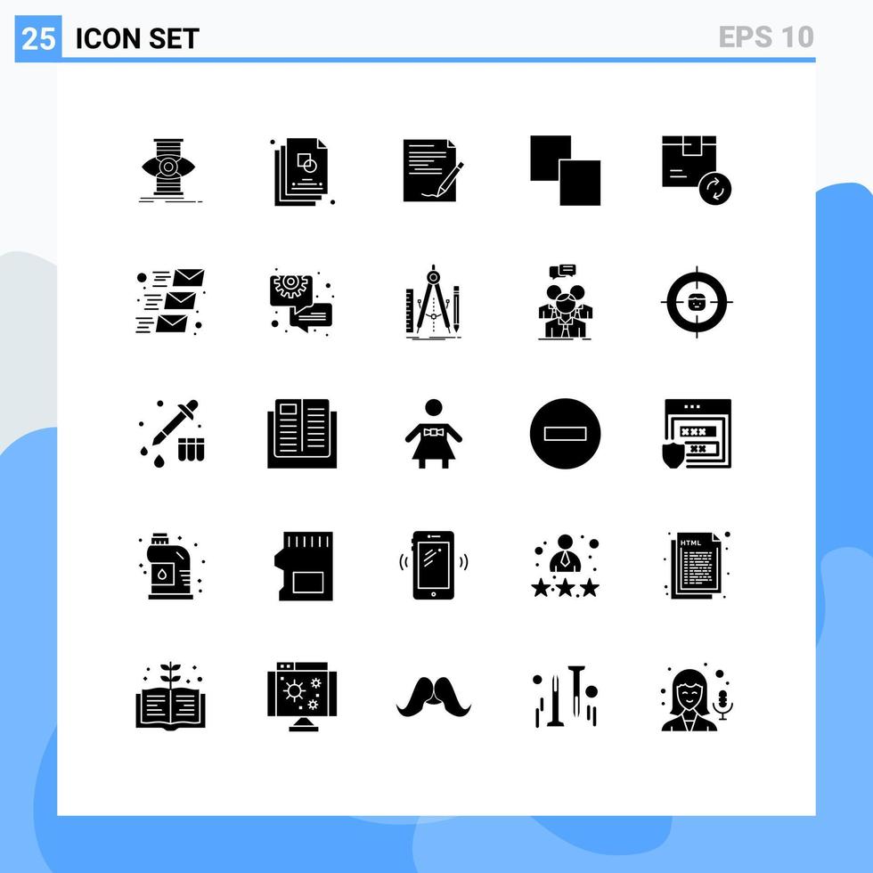 bewerkbare vector lijn pak van 25 gemakkelijk solide glyphs van levering lagen overeenkomst kopiëren verslag doen van bewerkbare vector ontwerp elementen