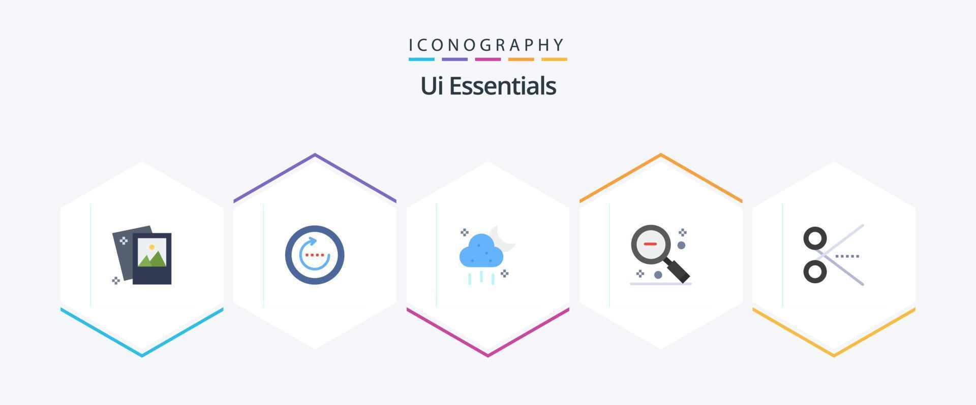 ui essentials 25 vlak icoon pak inclusief zoeken. minus. synchroniseren. vergrootglas. ui vector