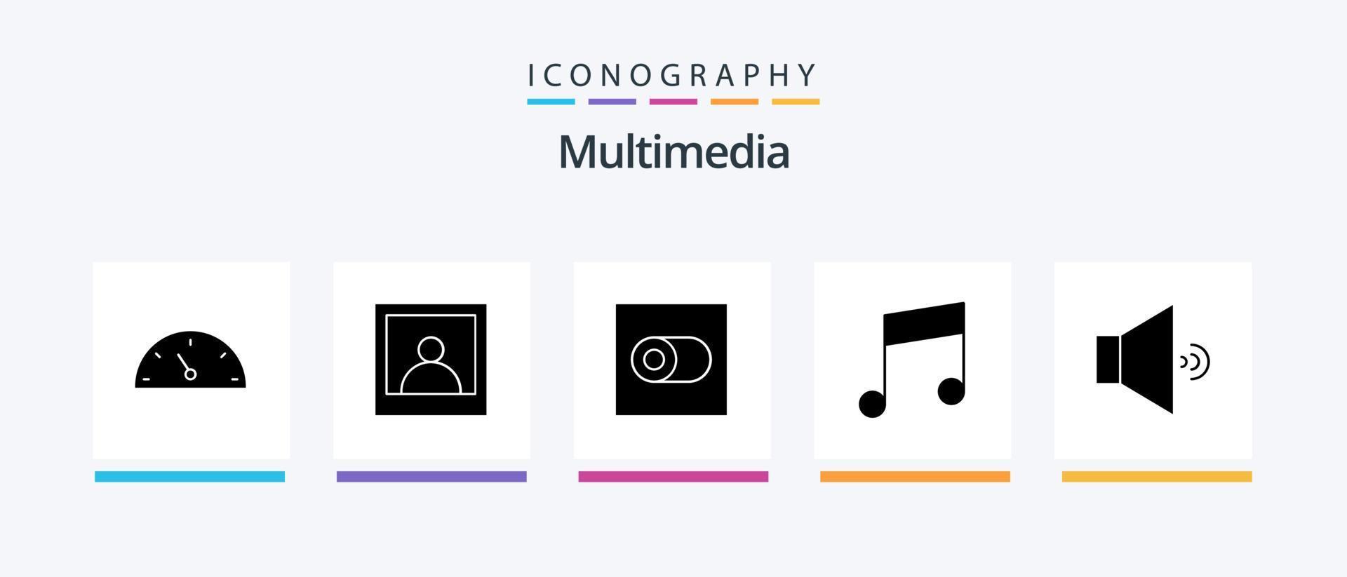 multimedia glyph 5 icoon pak inclusief . sleutel. spreker. creatief pictogrammen ontwerp vector