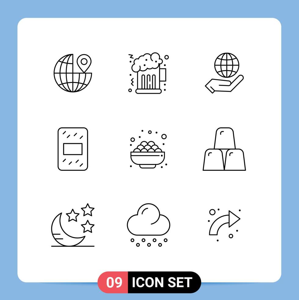 voorraad vector icoon pak van 9 lijn tekens en symbolen voor bars suiker internet kruidenier pak bewerkbare vector ontwerp elementen