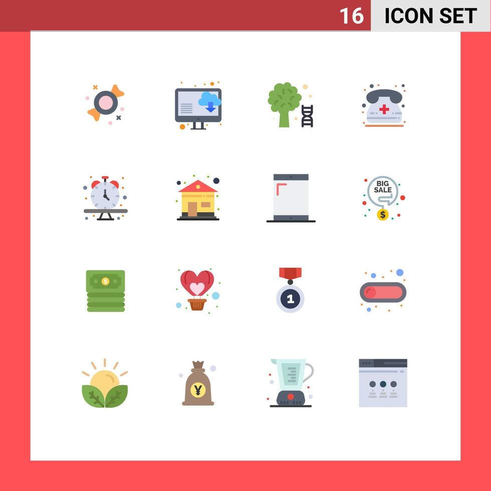 pak van 16 creatief vlak kleuren van tijd schema wetenschap klok medisch telefoontje bewerkbare pak van creatief vector ontwerp elementen