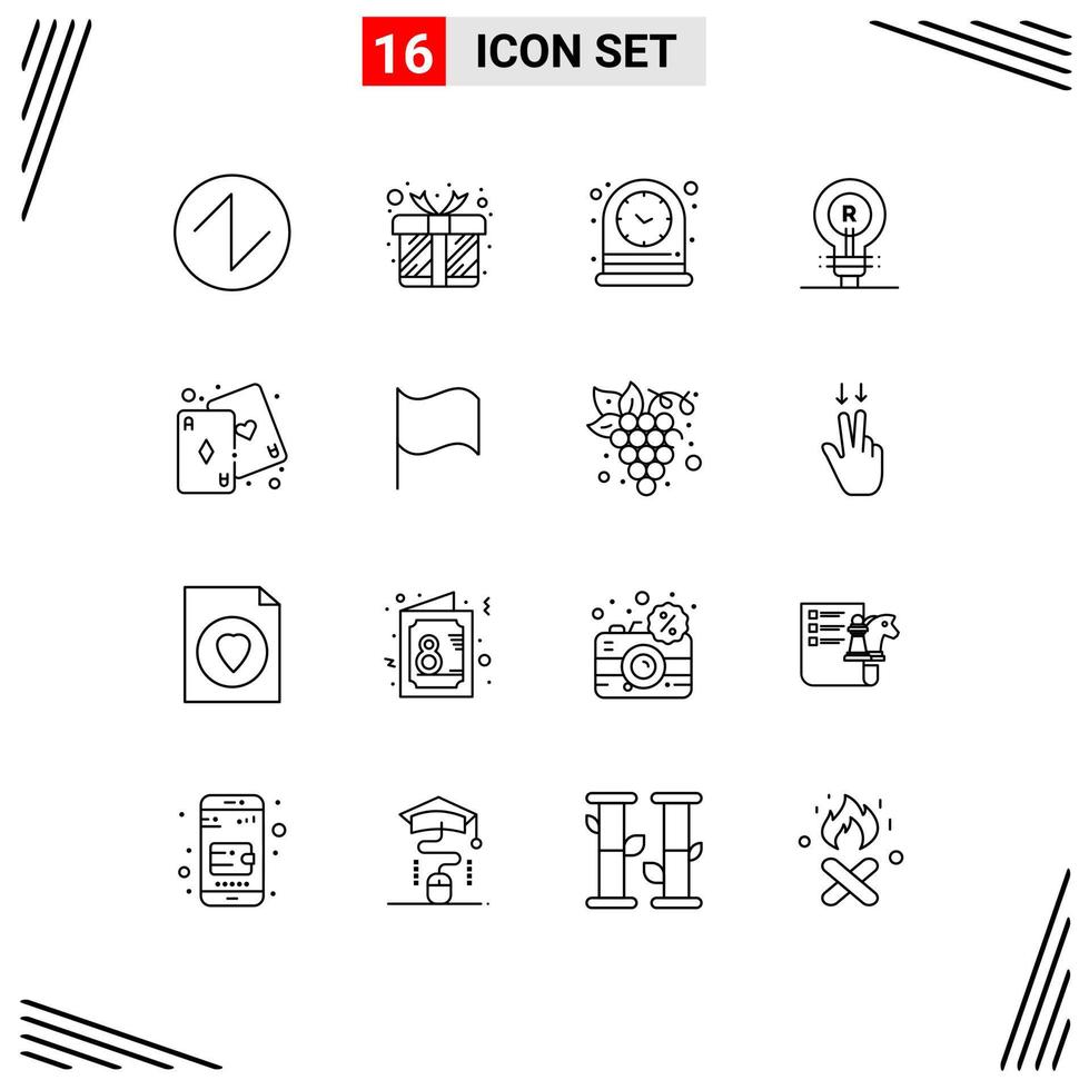 pictogram reeks van 16 gemakkelijk contouren van pret logo tafel idee concept bewerkbare vector ontwerp elementen