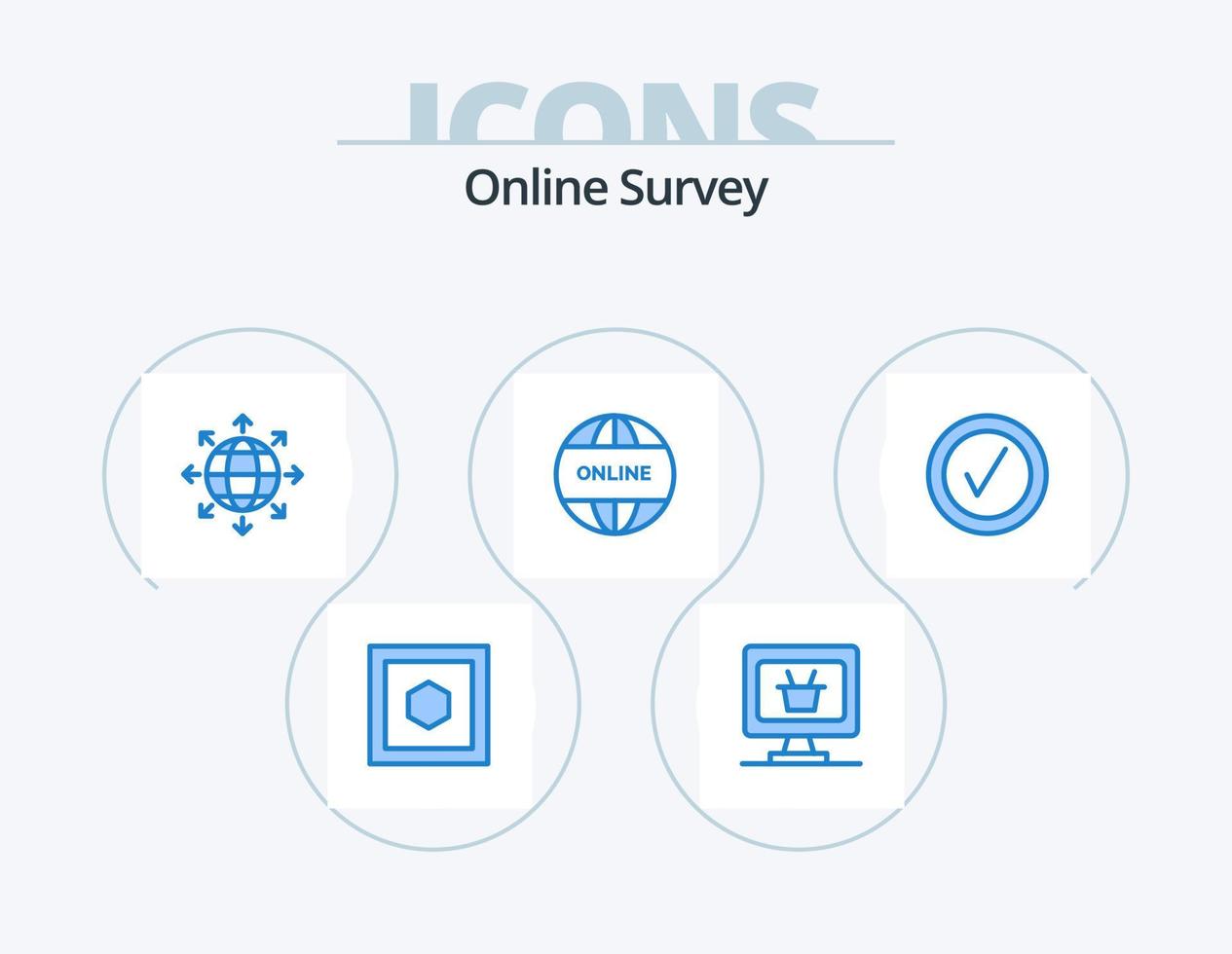 online enquête blauw icoon pak 5 icoon ontwerp. . goed. netwerk. gecontroleerd. website vector