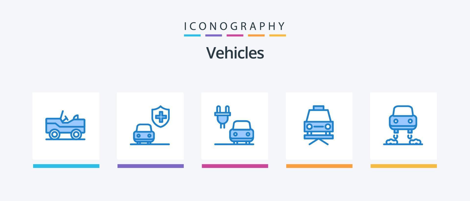 voertuigen blauw 5 icoon pak inclusief . elektrisch. toekomst. auto. creatief pictogrammen ontwerp vector