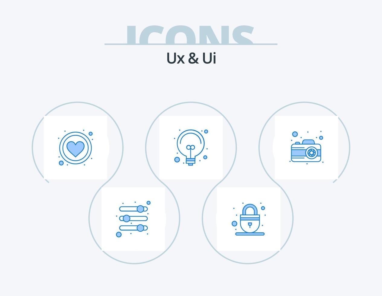 ux en ui blauw icoon pak 5 icoon ontwerp. foto. oplossing. favoriet. licht. lamp vector