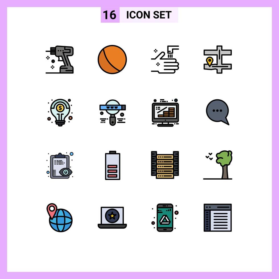 mobiel koppel vlak kleur gevulde lijn reeks van 16 pictogrammen van oplossing geschiktheid kraan financieel navigatie bewerkbare creatief vector ontwerp elementen