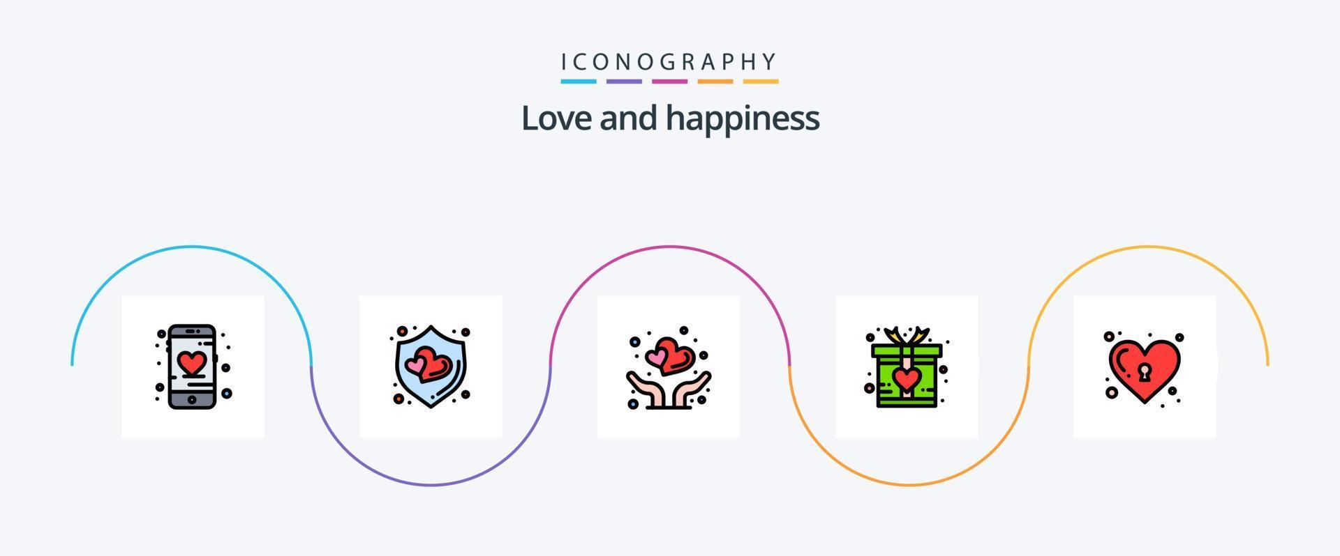liefde lijn gevulde vlak 5 icoon pak inclusief op slot doen. sleutel. liefde. hart. liefde vector