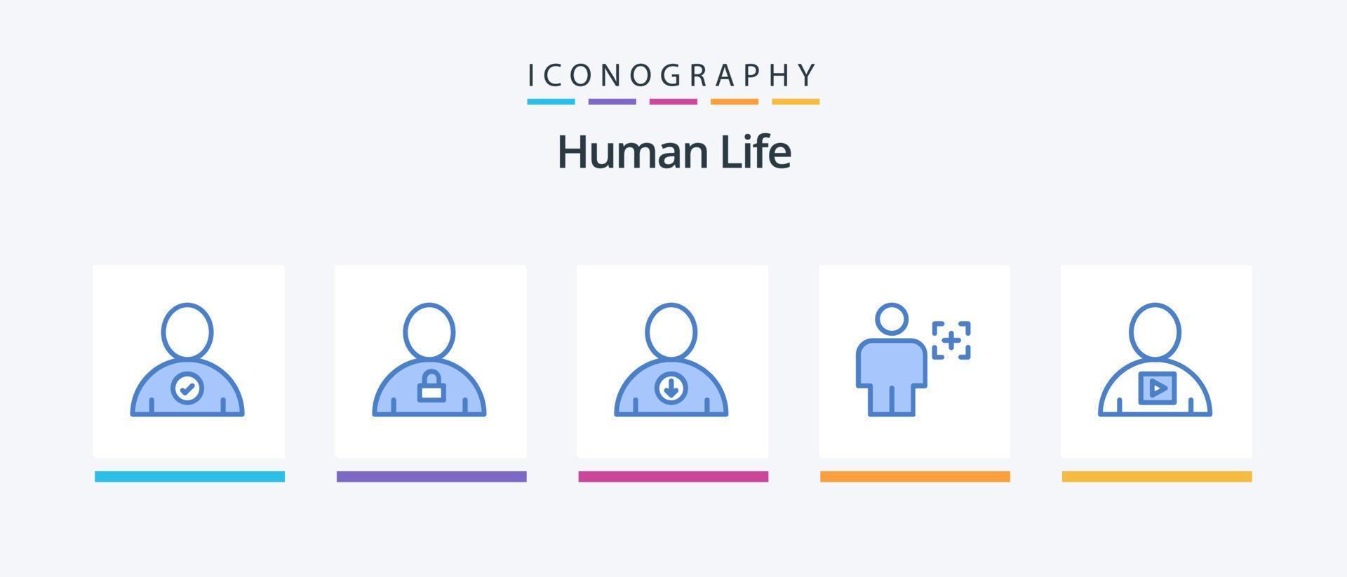 menselijk blauw 5 icoon pak inclusief lichaam. herkenning. omlaag. afbeelding. lichaam. creatief pictogrammen ontwerp vector