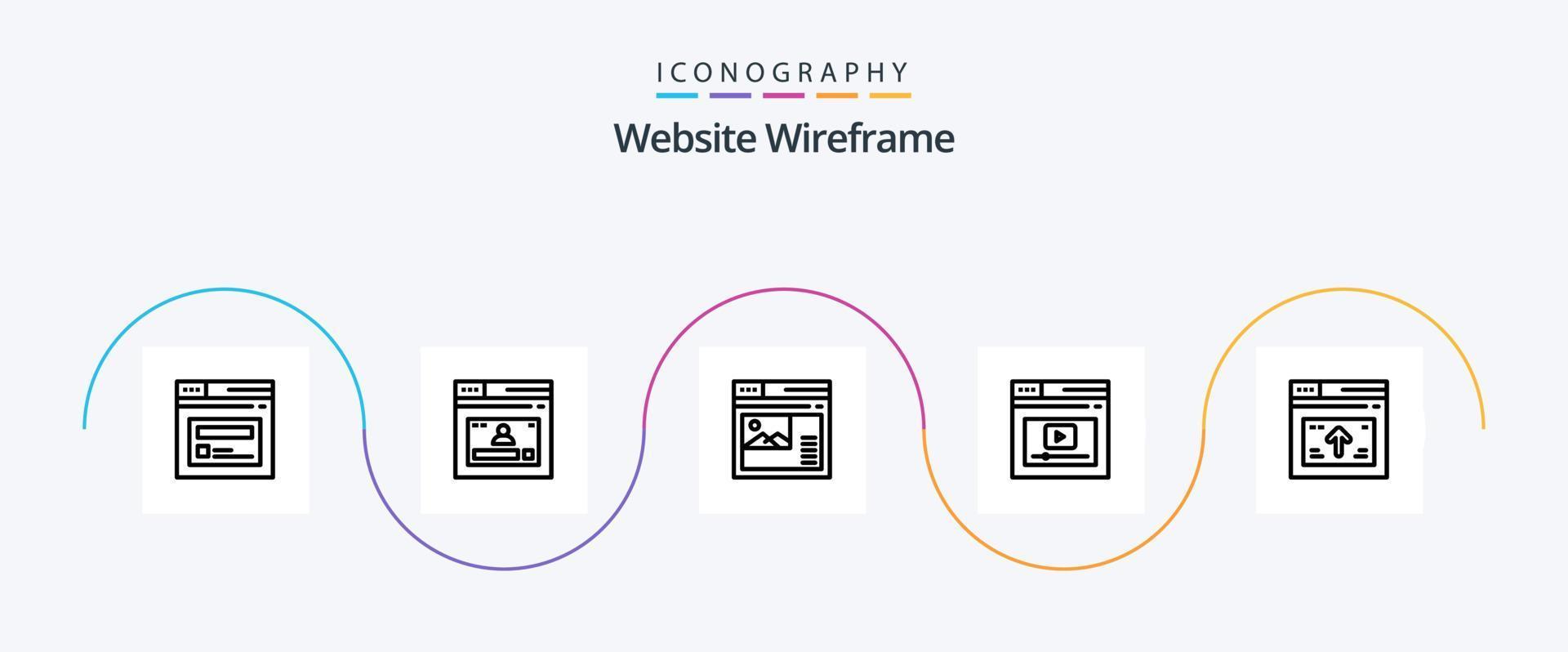 website wireframe lijn 5 icoon pak inclusief website. bladzijde. profiel. internetten. website vector