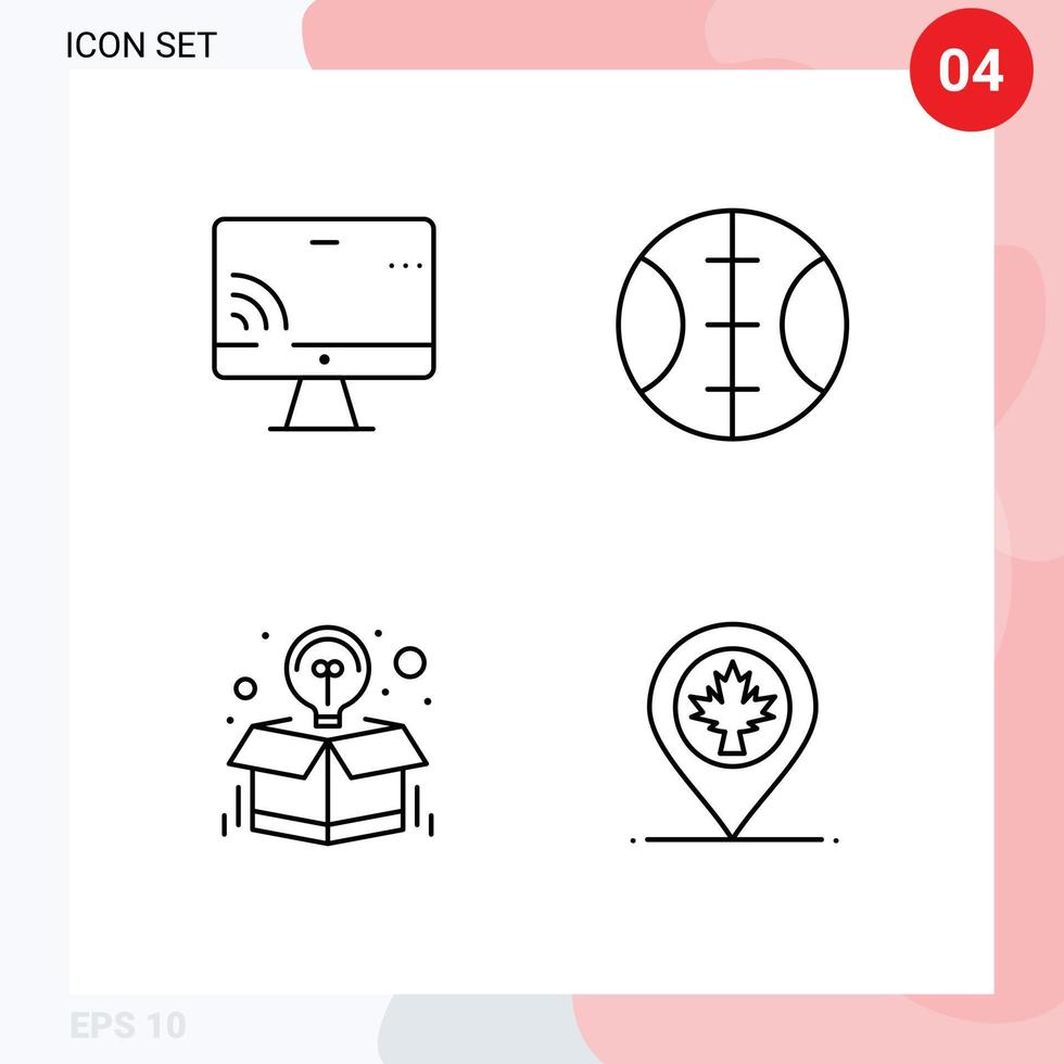 voorraad vector icoon pak van 4 lijn tekens en symbolen voor scherm pakket Wifi doos kaart bewerkbare vector ontwerp elementen