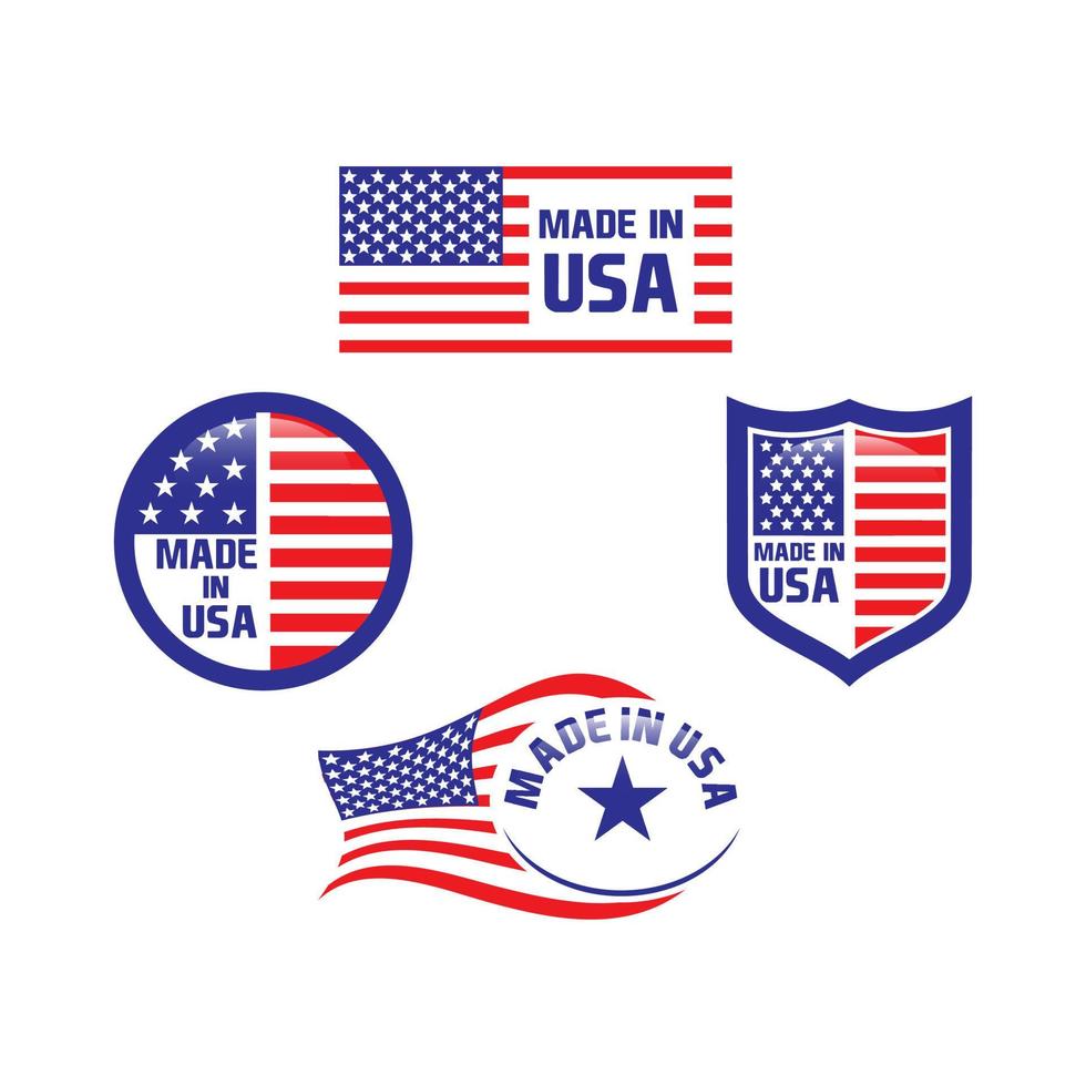 gemaakt in Verenigde Staten van Amerika teken logo Amerikaans vlag ons icoon vector met rood blauw ster strepen ontwerp element