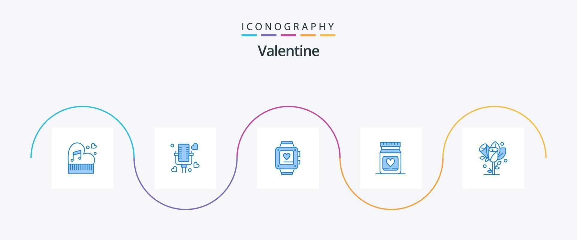 Valentijn blauw 5 icoon pak inclusief hart. geneesmiddel. liefde. bruiloft. liefde vector