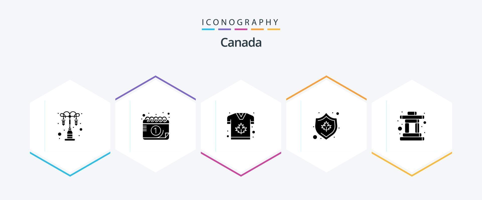 Canada 25 glyph icoon pak inclusief inukshuk. schild. herfst. veiligheid. Canada vector