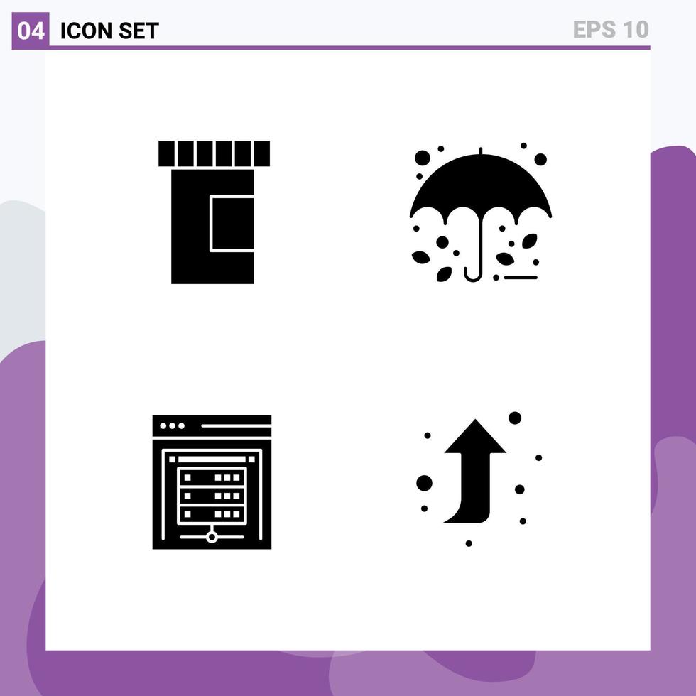 pak van 4 modern solide glyphs tekens en symbolen voor web afdrukken media zo net zo medisch gegevens server herfst paraplu pijl bewerkbare vector ontwerp elementen